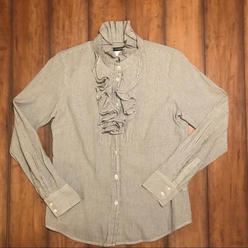 J. Crew Dark Gray & White Pinstripe Button Down